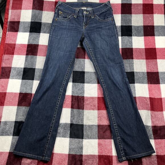 True Religion Jeans Women 28 Hi Rise Boot Cut Denim Flap Pockets USA Y2K 28x30" - Picture 2 of 12